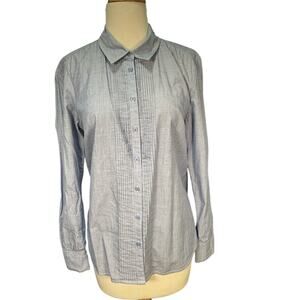 GAP Pintuck Tuxedo Blouse Long Sleeve Button Down Size Small Denim 100% Cotton